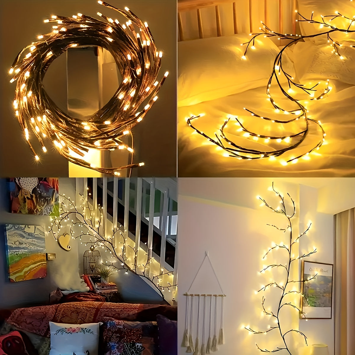 Lampe décorative en osier souple en forme de vigne