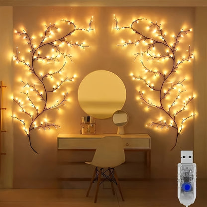 Lampe décorative en osier souple en forme de vigne
