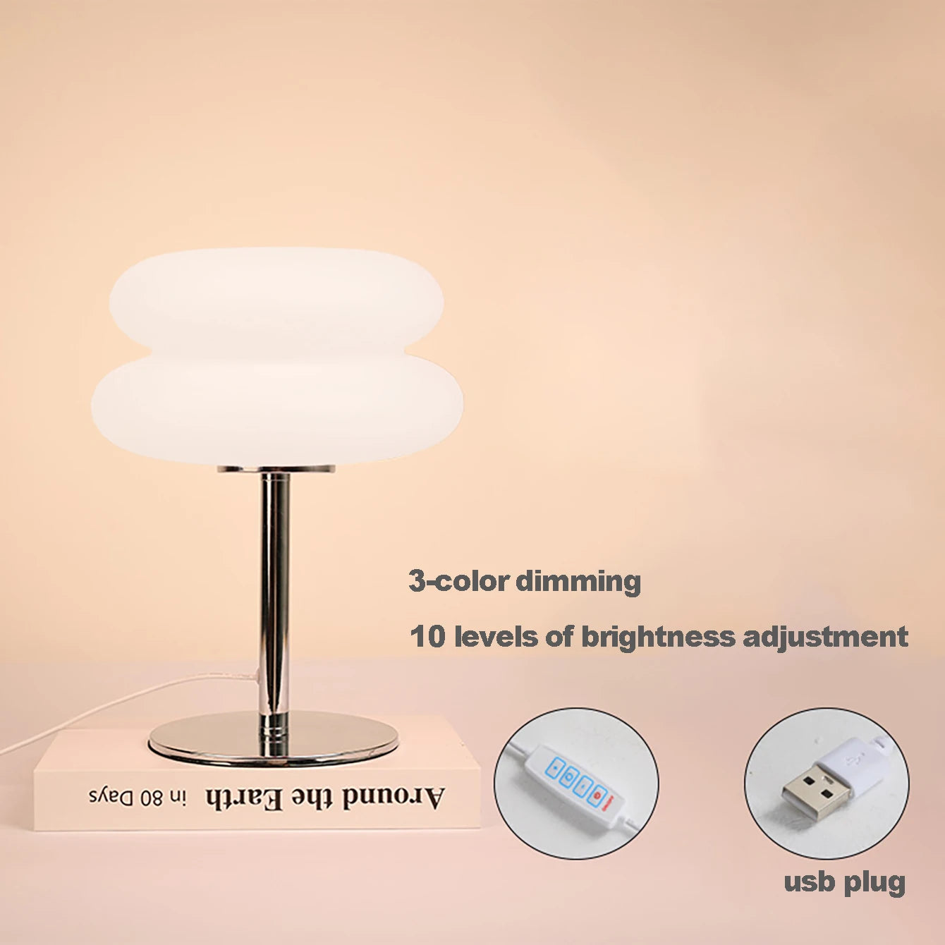 Lampe de Table Crème à Intensité Variable